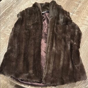 Pinc Premium Brown Teddy Jacket Faux Fur Open Front